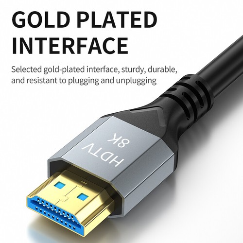HDMI Cable 8K 2.1 Ultra High Speed 48Gbps UHD Gold PS4 PS5 XBOX Sky Virgin HDTV - Picture 4 of 10