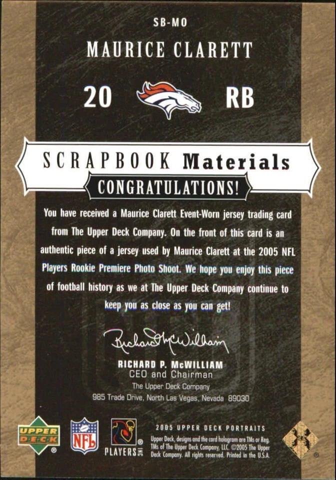 t2347 - 2005 UD Portraits Scrapbook Materials #SBMO Maurice Clarett Jersey NM-MT - Image 2 of 2