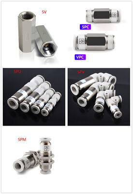 Pneumatic Push Fit Check Valve CV SPU SPV SPM SPC VPC Non Return Push in Fitting