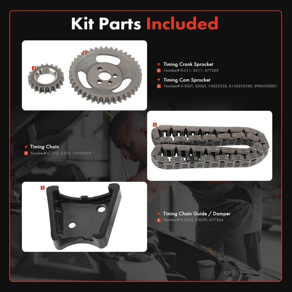 4x Engine Timing Chain Kit for Jeep Wagoneer Chevrolet Camaro GMC Olds Pontiac - Image 2 of 4