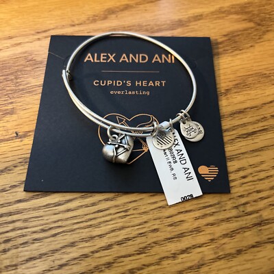 Alex and Ani CUPID'S HEART Expandable Raphaelian Silver Bracelet Bangle -NWT