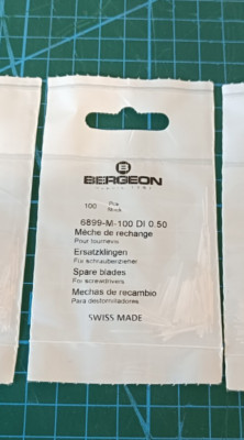 Bergeon 6899-M-100 DI 0.50 Edelstahl Flach Schraubendreher Klingen 100Stk
