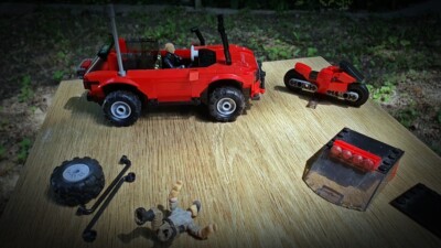 Lego + Mega Construx offroad car and motorcycle moc