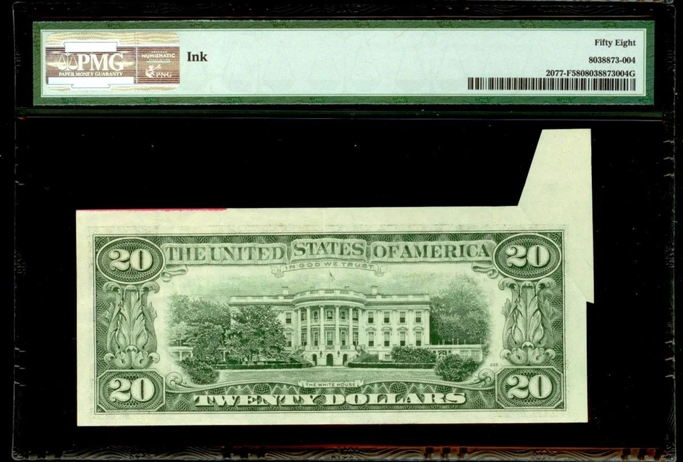 1990 $20 FRN ATLANTA, GA FOLD OVER ERROR NOTE FR# 2077-F PMG CH. ABOUT UNC 58 - Image 2 of 2