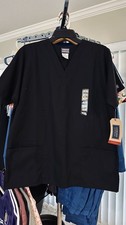 Cherokee Workwear Classic Fit V-Neck Scrub Top Black Womens M Uniform