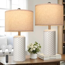 23 Bedside Lamps Set of 2, Dimmable Ceramic Table Lamps for Night Stands Mode...