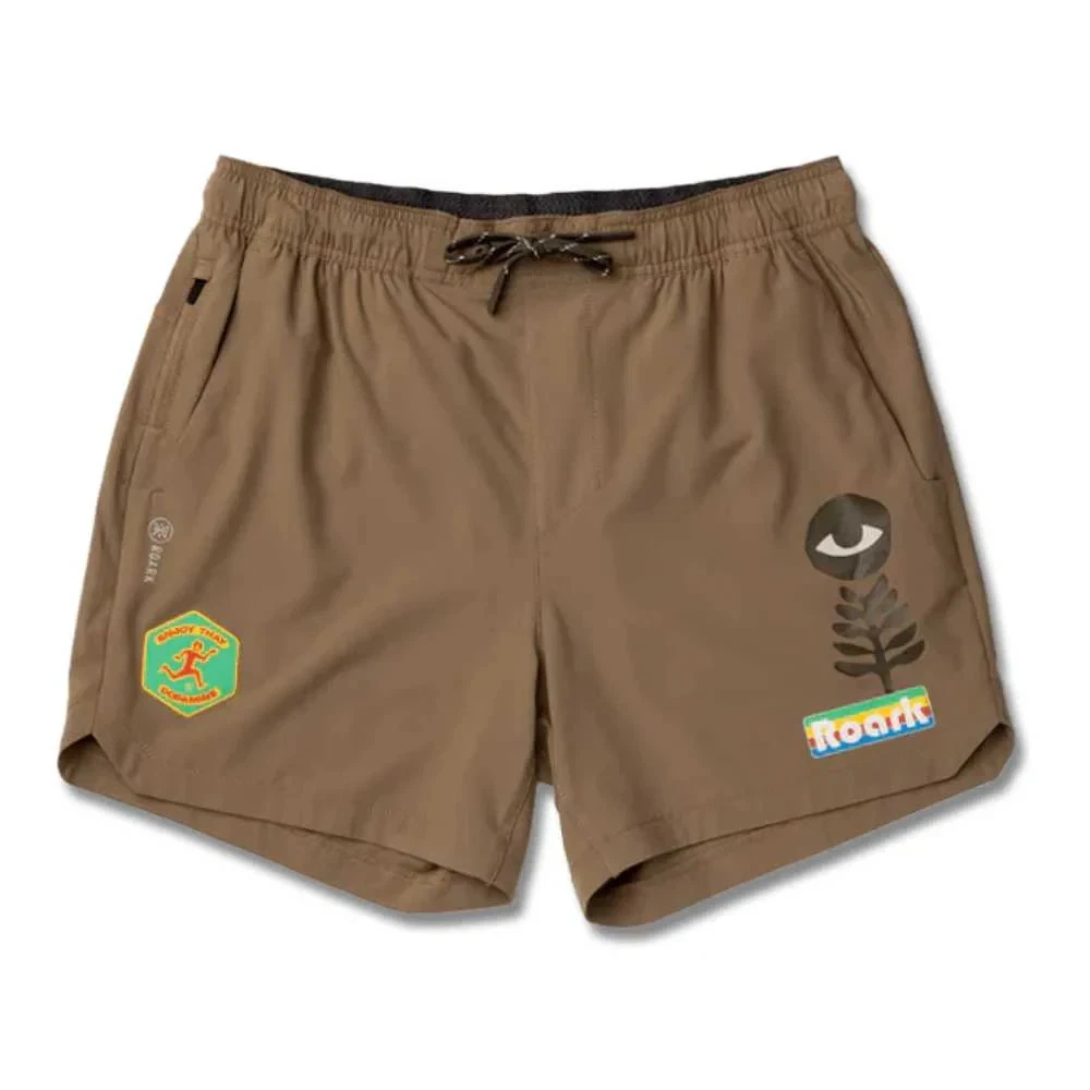 Roark Serrano Men's Shorts 5" Hillside Khaki Active Workout NEW Sz XL #5813