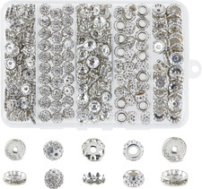 260Pcs Rhinestone Beads for Jewelry Making, Shiny Crystal Clay Beads 10mm and...