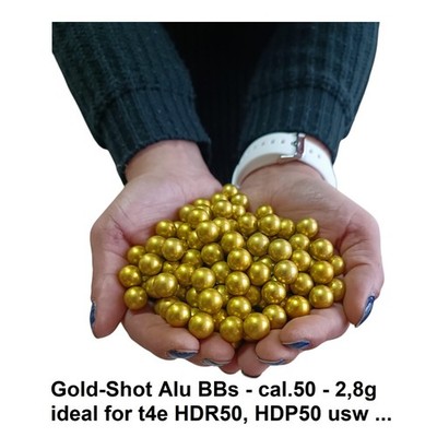 100x Gold-Shot - ALU BBs cal.50  Kugeln 2,8g für t4e für HDR50, HDP50 compact ..