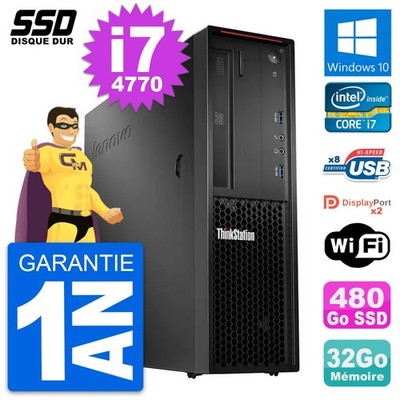 PC Lenovo Thinkstation P300 SFF Intel i7-4770 RAM 32Go SSD 480Go Windows 10 Wifi