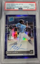 2020 Donruss Optic Kyle Lewis Rated Rookie Purple On-Card Auto 31/125 PSA 9. rookie card picture