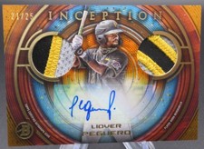 2022 Bowman Inception - Liover Peguero Dual Patch Relic Auto IADRLP Orange /25