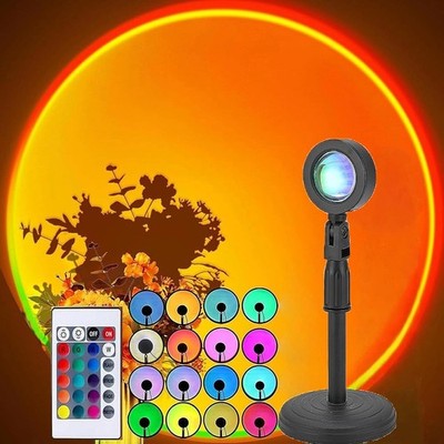 Floor Sunset Lamp Projector, 16 Colors Multicolor USB LED Night Light, 180 Degre
