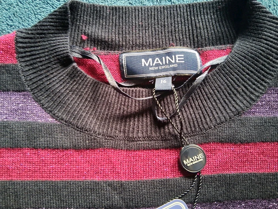 Ladies Maine New England Metallic Stripe Jumper, Size 16, BNWT - Image 2 of 4