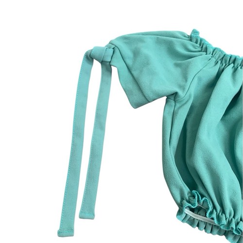 New Look Off-Shoulder Crop Top – Sage Green Peasant Style Size 6 - Picture 5 of 9
