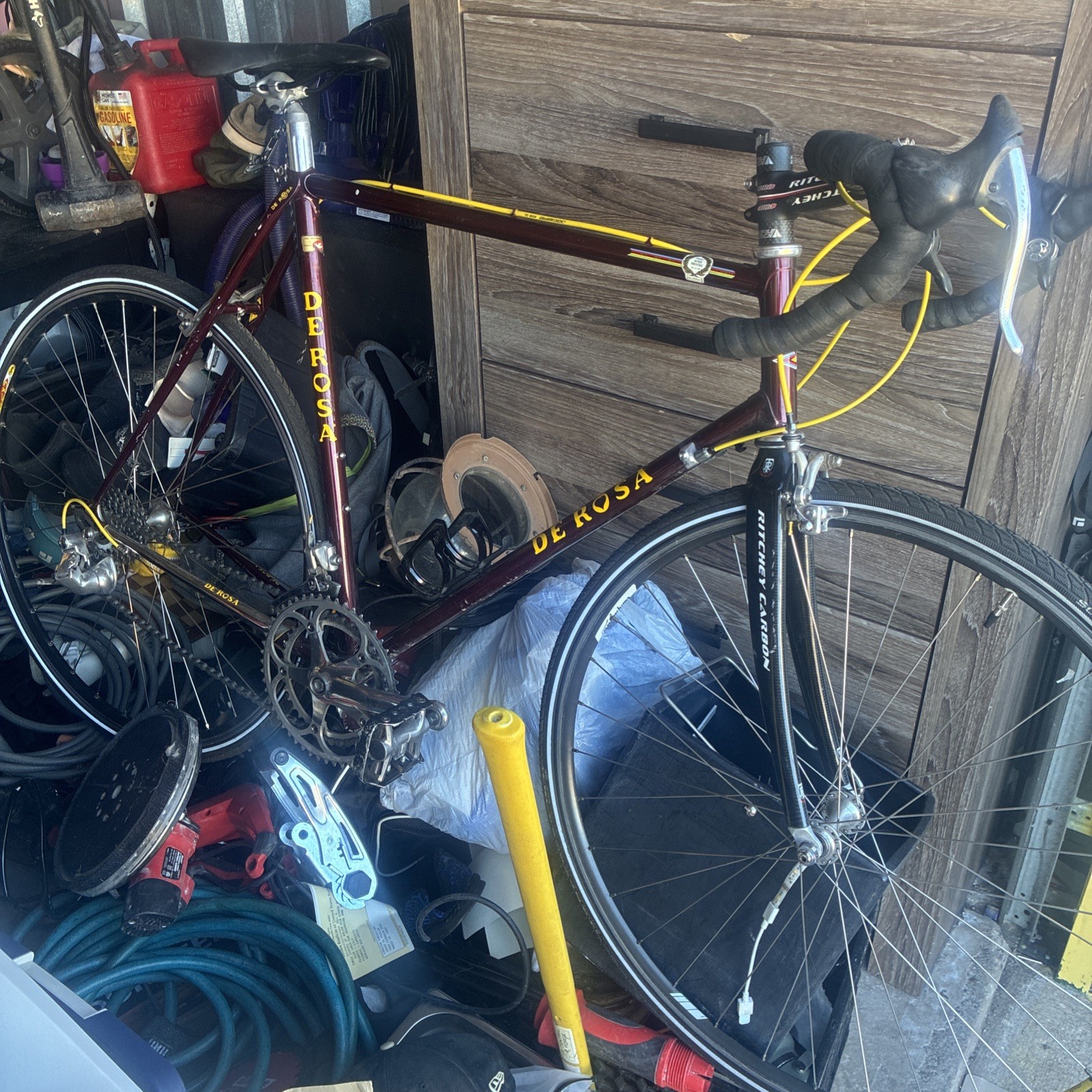 De Rosa Road Bike Aluminum Frame with Carbon Fiber Forks and Handlebars Size L