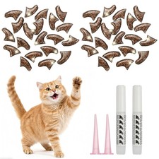 Cat Nail Caps, Cat Claw Covers with Adhesive Glue (40 Pcs, M, Crystal Brown)