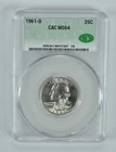 1961-D Washington Quarter MS64 CAC CACg