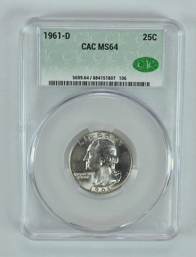 1961-D Washington Quarter MS64 CAC CACg