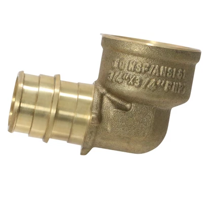 1 Pack XFITTING 3/4" Pex A x 3/4" Female NPT Elbow, F1960, Lead Free Brass