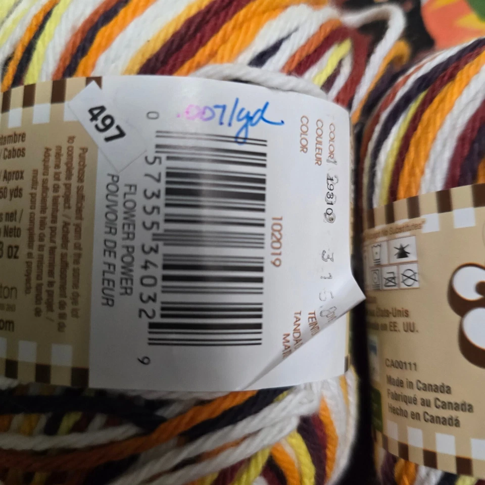 Lot of 2 Lily Sugar'n Cream Super Size Flower Power Cotton Yarn 150 yds Each 3oz - Image 2 of 4