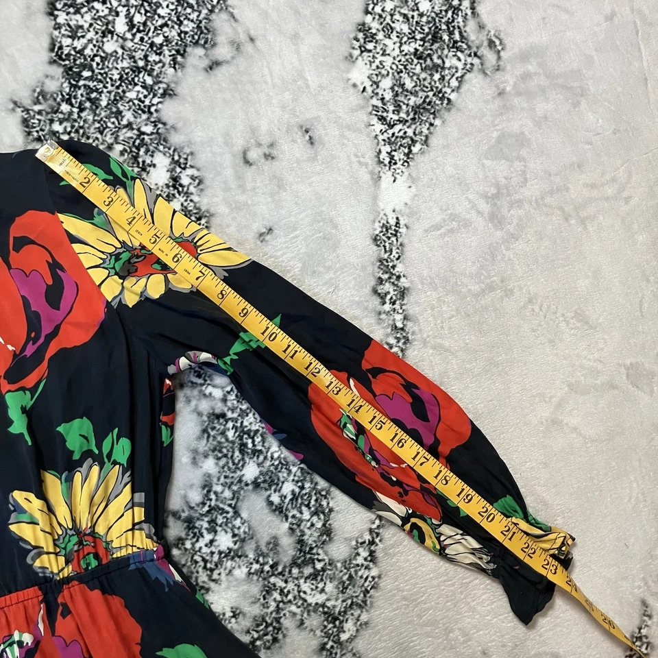 Tucker Dress Womens Sz Small Silk Crepe de Chine Floral Collared Long Sleeve - Image 3 of 4