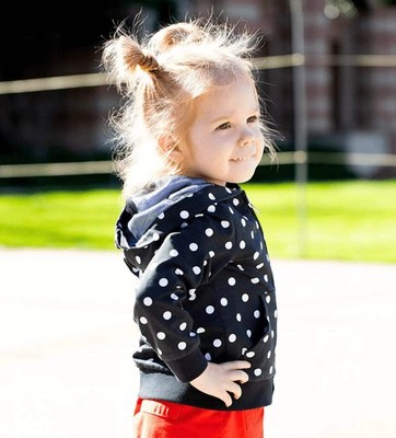 New Original Marines Girls Polka Dot Tulle-Lined Hoodie  Fashion Pullover 3-14Y