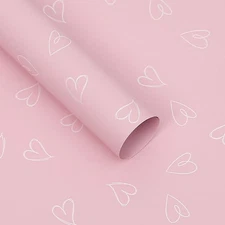 20 Sheet Pink White Solid Color Heart Wrapping Paper Waterproof Floral