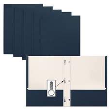 Better Office Products Navy Blue Paper 2 Pocket Folders with Prongs, 50 Pack,...