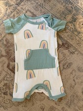 Kyte Baby, Shortall Rainbow Teal Snaps, Size 6-12 Months