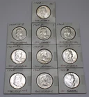 10 SILVER  BENJAMIN FRANKLIN HALF DOLLARS  1960 - 1963