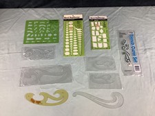 9 piece Drafting Templates Berol RapiDesign R-78 R-54 R-37 C-THUR Fence Curves