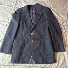 Vintage DAKS London Blazer Jacket Mens Navy Blue Wool Gold Button England
