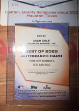 Bowman 2025 Best Baseball Autograph Zach Cole Houston Astros #B25-ZC