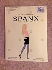 Spanx sz C Black Sheer Fashion Polka Dot Patterned Sheers Style 961 NWT