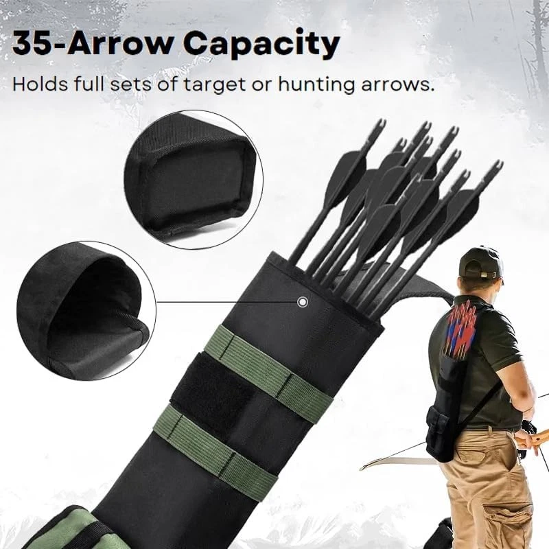 Archery Arrow Quiver Shoulder Bag Back Holder Pouch Target Recurve Bow Hunting - Image 3 of 4