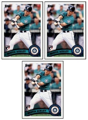 2011 Topps Update Dustin Ackley Rookie Lot #US30 Seattle Mariners Baseball RC x3