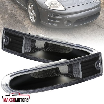Black Bumper Lights Fits 2000-2002 Mitsubishi Eclipse Front Turn Signal Lamps