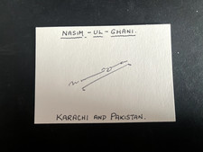 NASIM UL GHANI- PAKISTANI TEST CRICKETER - SIGNED WHITE CARD