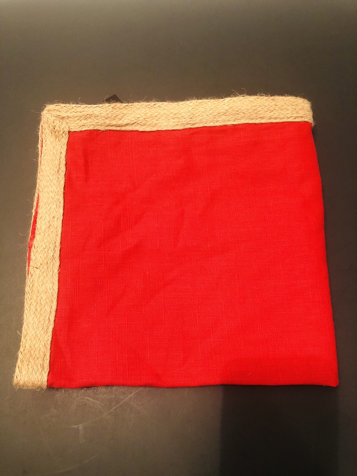 Rustic RED Throw Pillow Cover 20 x 20" Jute Braid Cotton Zipper NEW eBay