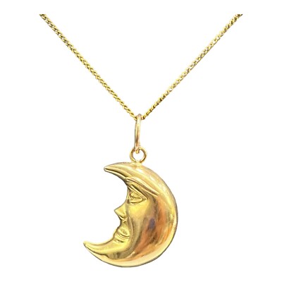 9ct 9K Yellow Gold Large Moon Crescent Charm Pendant 2.27 Grams. Brand New