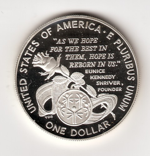 USA 1 dolar plata 1995 P proof SPECIAL OLYMPICS WORLD GAMES - silver Dollar - Imagen 2 de 2
