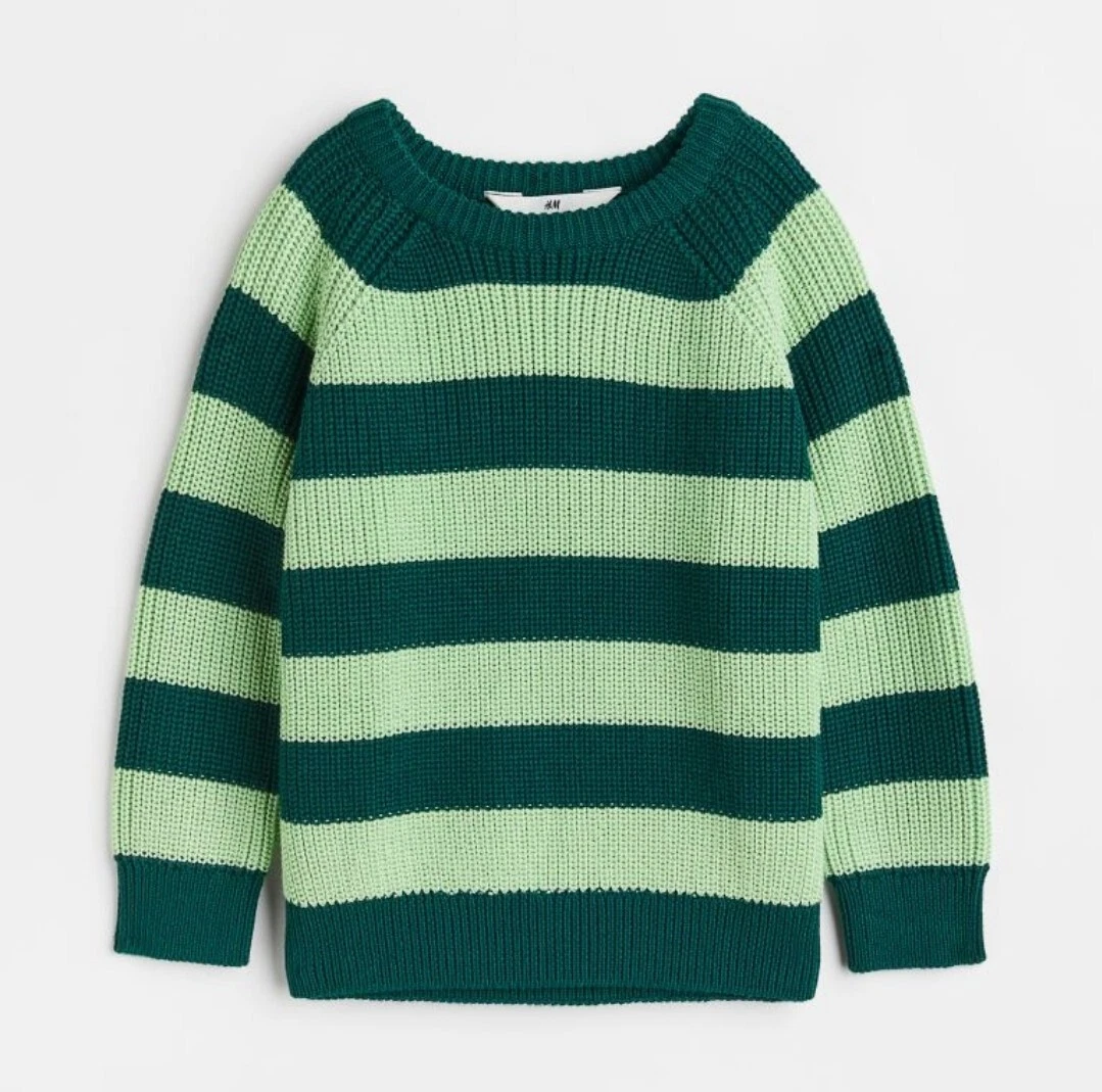 H M Boys Knit Sweater Green Lime Long Sleeve Size 5 6 y.o. New