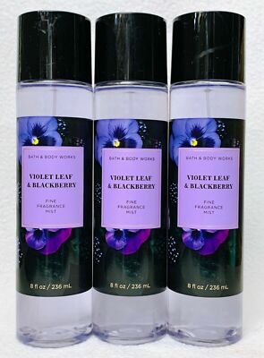 Bath & Body Works Violet Leaf & Blackberry Fine Fragrance Mist Set of 3