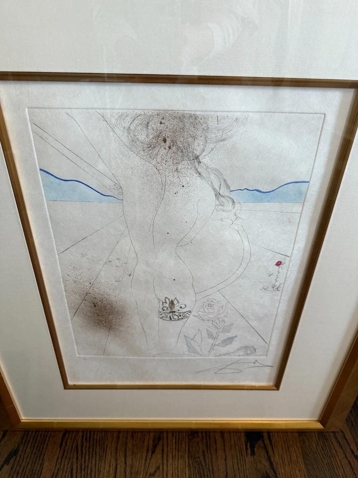 Salvador Dalí "The Hippies: Woman with Garter" 手工签名蚀刻 – 超现实主义者 — 第 4/4 张图片