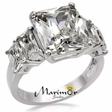 9.50 Ct Radiant Cut Zirconia Stainless Steel Engagement Ring Women's Sizes 5-10