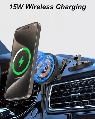 For Magsafe Car Mount Charger for iPhone Magnetic 15W Dash Window Charging Mount - Picture 4 of 18