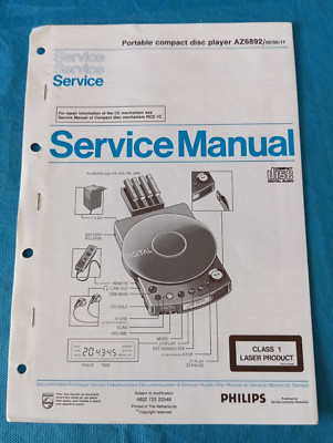 Compact Disc CD Player PHILIPS AZ6892 Portable SERVICE MANUAL ORIGINAL Schemari