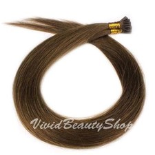 100 I Stick Tip Micro Bead Straight Remy Human Hair Extensions Chestnut Brown 6
