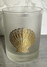 Vintage Culver 22K Gold Sea Shell Frosted Glass Tumbler